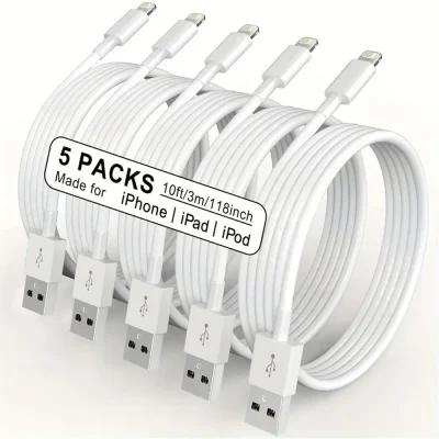 5Packs 10FT Long Lightning Charging Cable